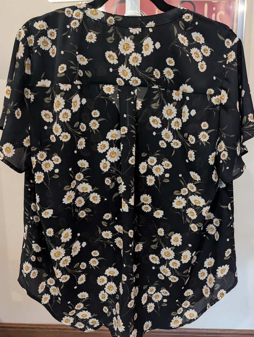 $20 Torrid Plus Size L/12 Harper Black Daisy Floral Chiffon Pullover Blouse Top - Picture 2 of 5